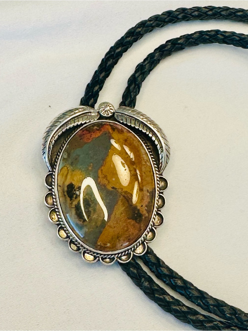 Sterling Silver Picture Jasper Bolo Tie by Kenny Ray McNeilley Jr.